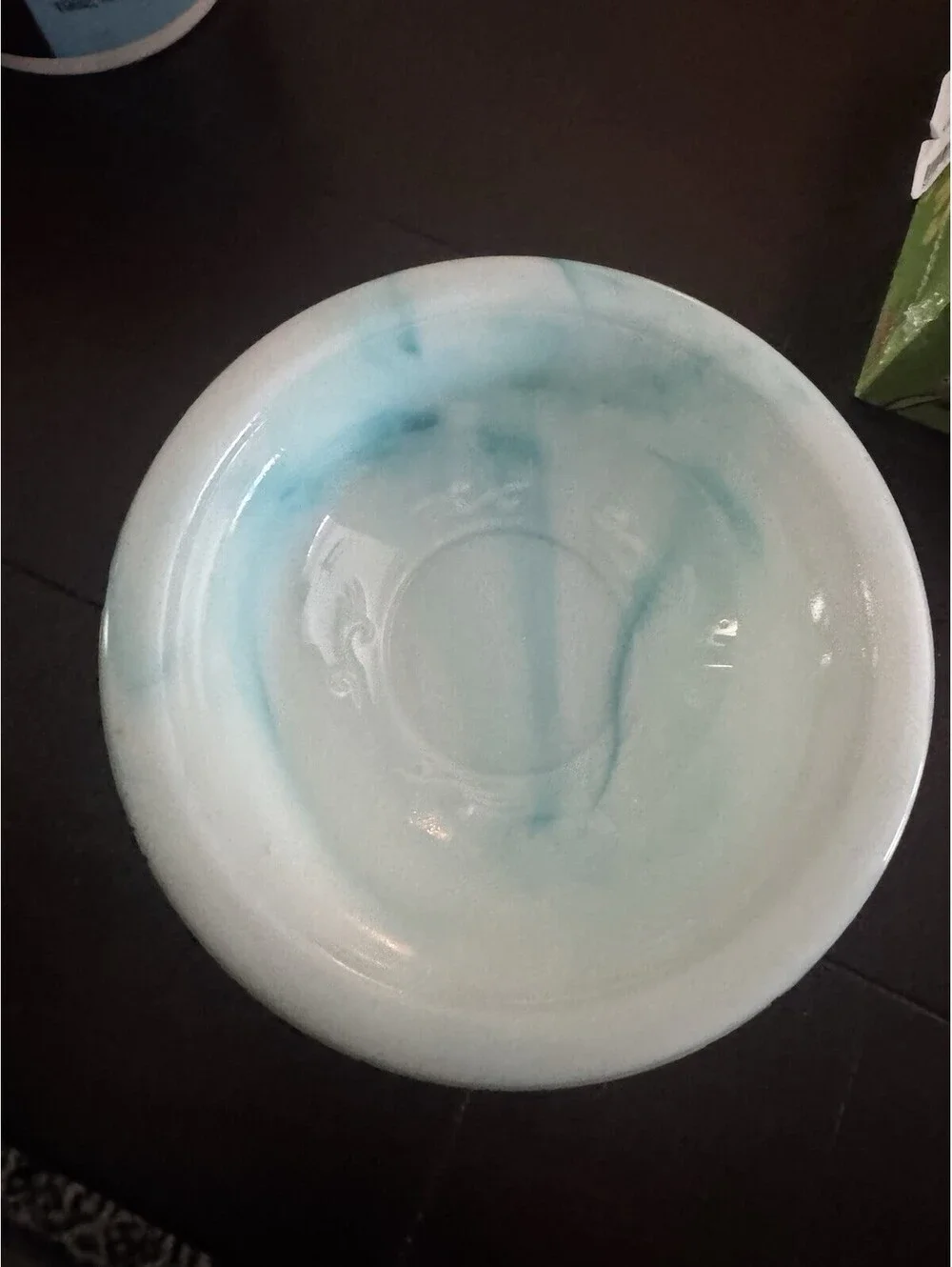 Avon Green Swirl Milk Glass Rose Mini Bowl and Pitcher Set. No chips [COPY]